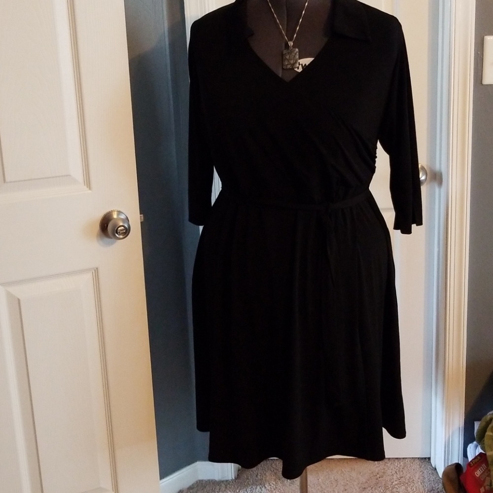 Black faux wrap dress